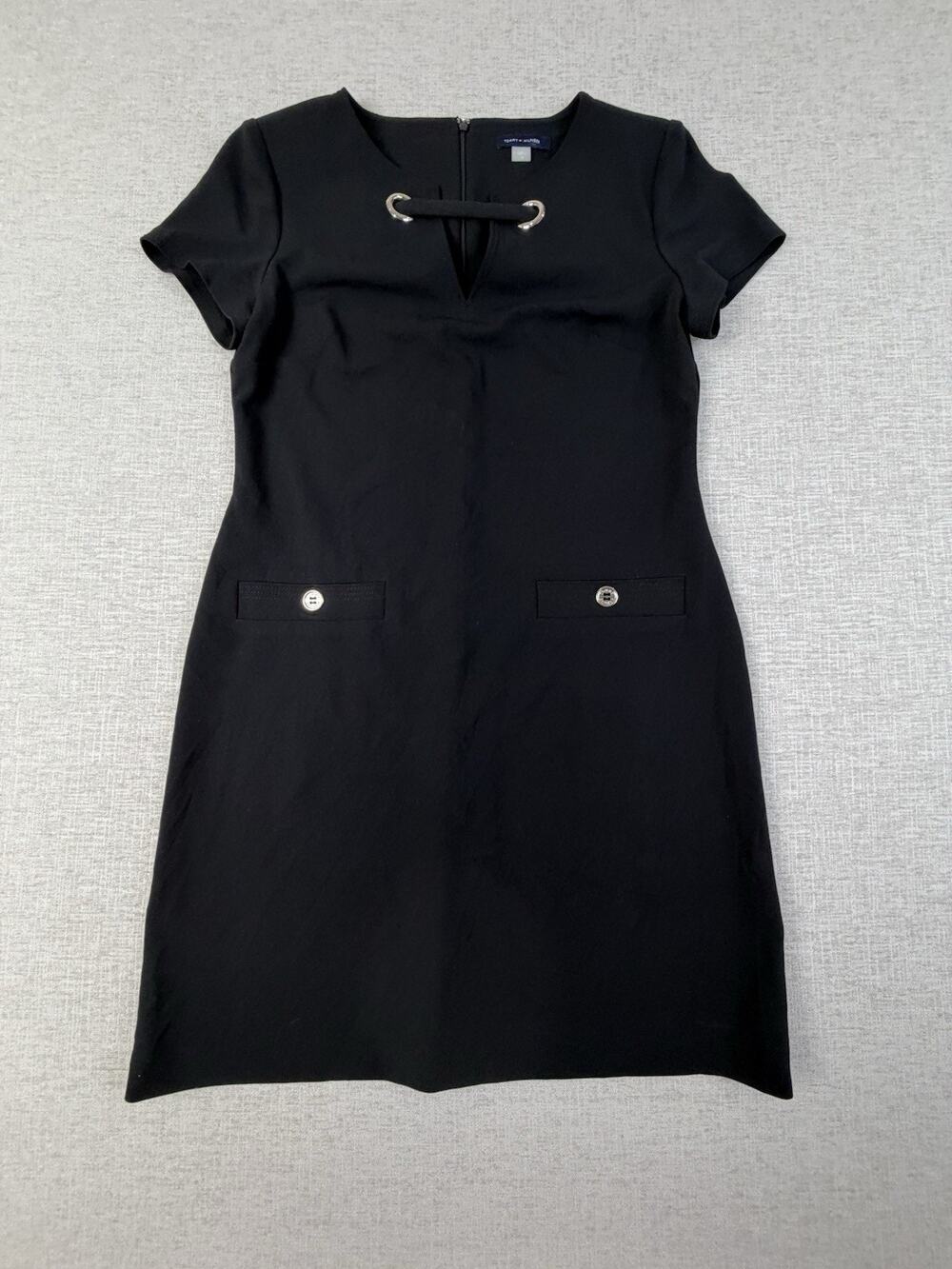 Tommy Hilfiger Women’s 10 Black Grommet Neck Sheath Dress NWT $99
